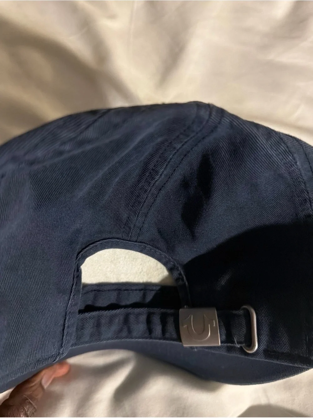 True Religion Navy Embroidered Buddha Face Baseball Hat